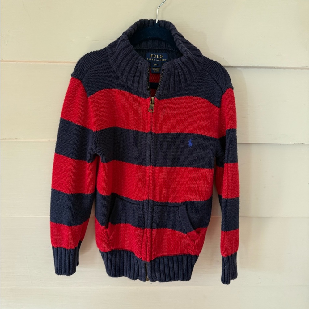 Polo by Ralph Lauren Red and Navy Striped Kids Sweater